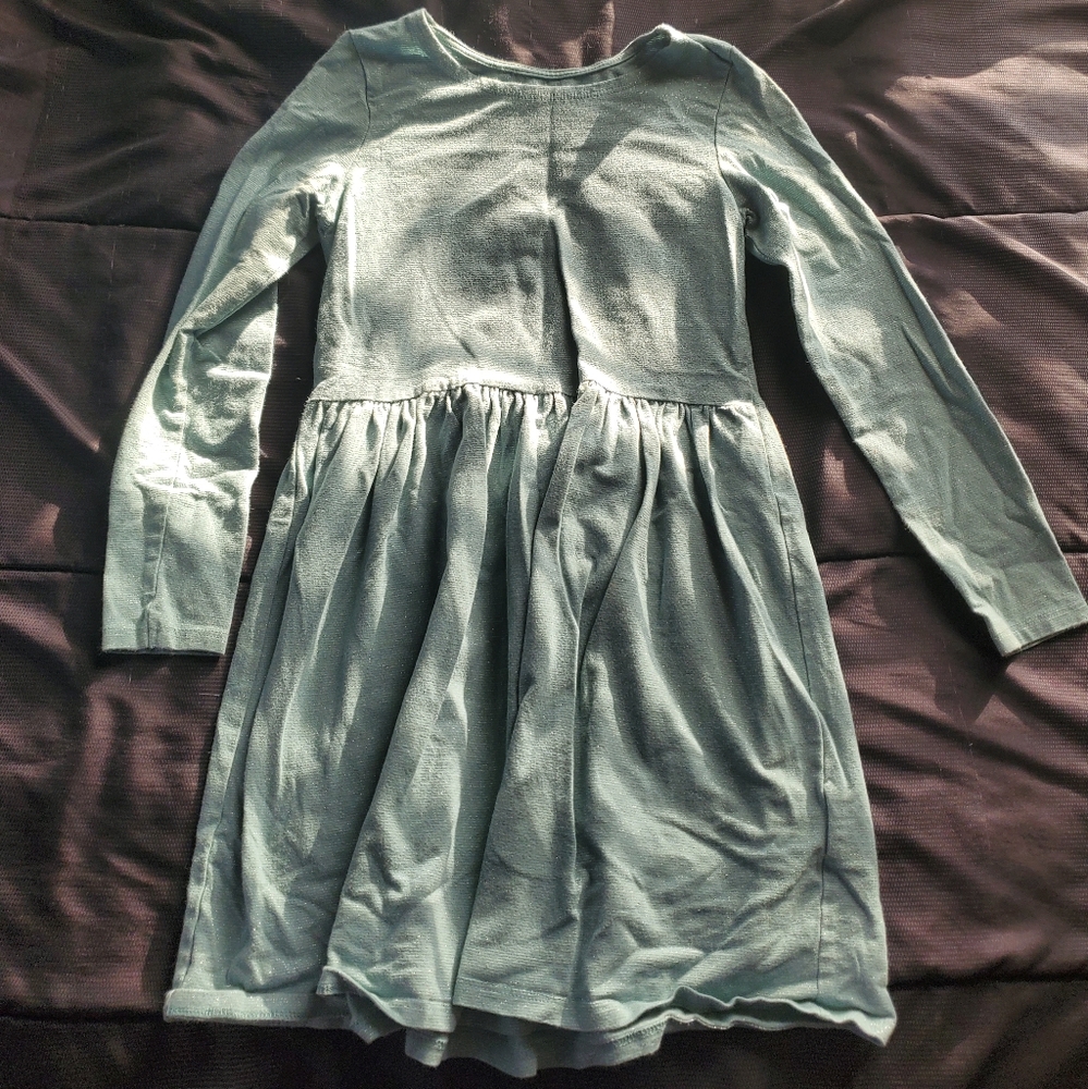 girl 6/7 H&M long sleeve dress blue with silver shimmer